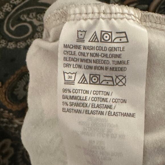 Denim & Co Paisley Floral Tee Womens Size 2X Green 3/4 Sleeve Knit Cotton Top - Picture 6 of 9